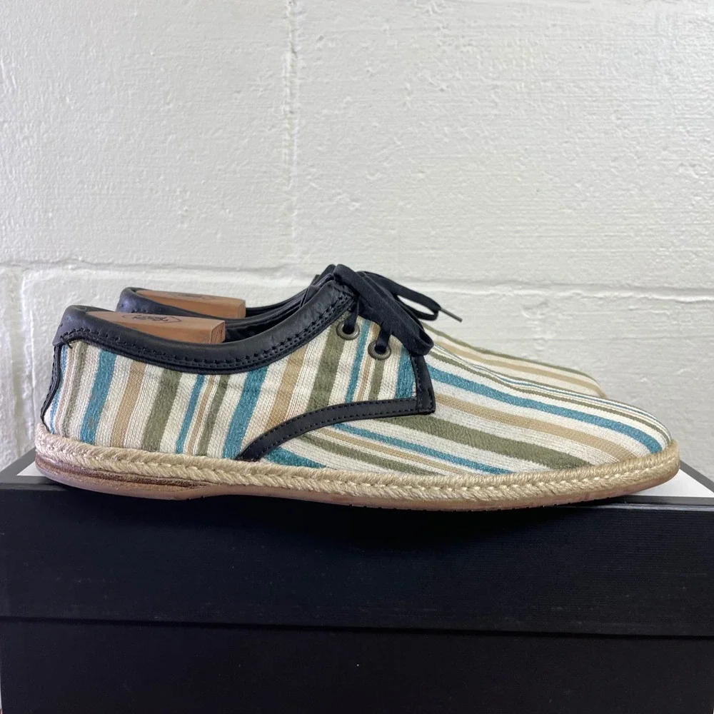 Dolce & Gabbana Striped Canvas Espadrille Multi Color Sneaker Men's Size 10